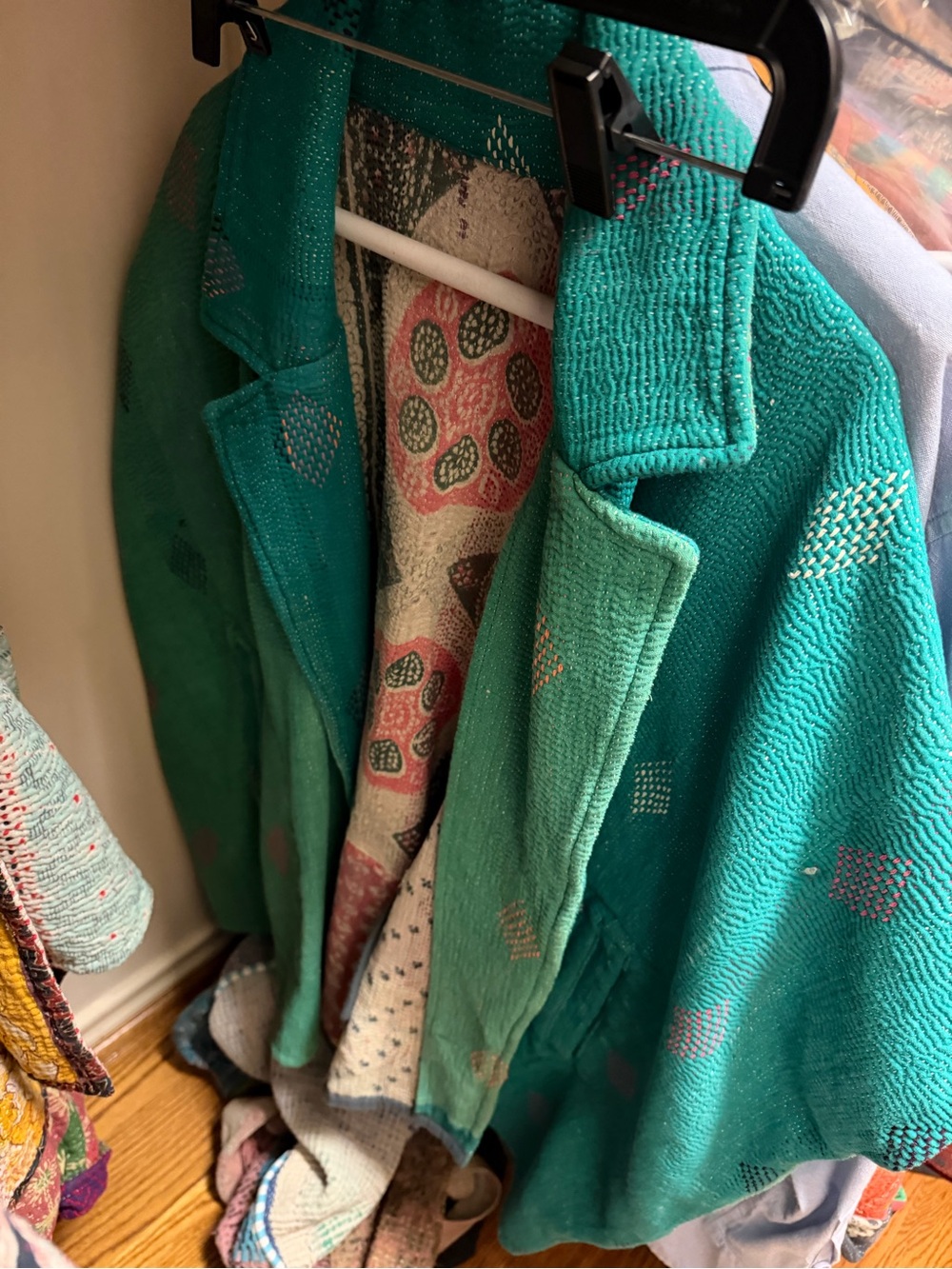 Sapana Teal Quilted Jacket - Lightweight Cozy Coat, mid style